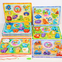 Zhiqu jouets ensemble éducatif pour les nourrissons âgés de 5 à 7 ans multifonctionnel en bois pêche perlée horloge planche à dessin en bois