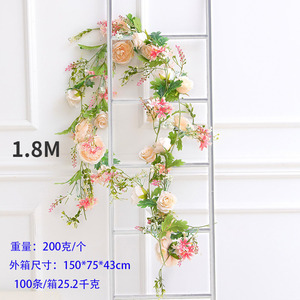 Meihon Artificial Rose Vines Silk Flower Wall Decoration 100cm-200cm <b>Wedding</b> <b>Arch</b> Staircase Decor - Product Image 2
