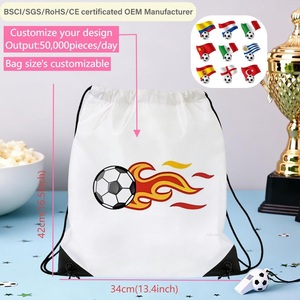 Borsa Promozionale Personalizzata in Poliestere 210D con Coulisse, Pallone da Calcio Brasiliano Bianco, Sacche con Cordoncino per Accessori Sportivi e Tornei - Product Image 2