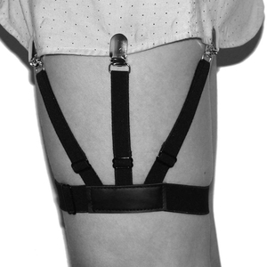 NC-132 Bijoux de corps sexy unisexe noir, jarretière, bas, porte-jarretelles, anneaux de jambe esclave, chaîne de jambe sexy en cuir PU - Product Image 2