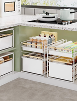 Offre Spéciale multi-usages cuisine salle de bain tiroir coulissant armoire panier de rangement étagère à épices en métal tirer sous évier support de rangement