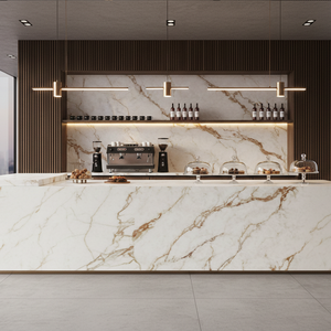 Nhà máy OEM hiện đại bằng đá cẩm thạch cái nhìn 3D in nhân tạo đá tấm vàng trắng tĩnh mạch thạch anh Bàn đầu bếp <span class=keywords><strong>Tops</strong></span> - Product Image 1
