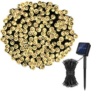 Guirlandes lumineuses LED solaires de Noël 300L blanc chaud pour usage extérieur, étanches, pour la décoration de fêtes et de vacances - Product Image 2