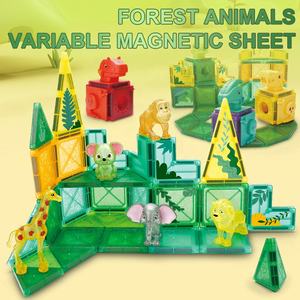 पशु वन दृश्य निर्माण ब्लॉक खिलौना 40 पीसी चुंबकीय शैक्षिक प्लास्टिक टाइल पहेली सेट पैकेजिंग के साथ - Product Image 4