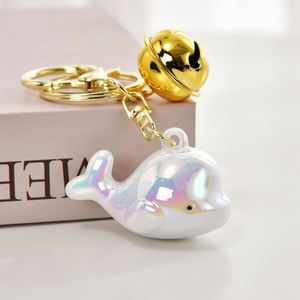 Electroplating Dolphin Keychain Sparkling Acrylic Pendant with Bell Cute Marine Animal <b>Bag</b> <b>Charm</b> Wholesale - Product Image 4