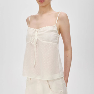 Haut de camisole pour femme TS-027 avec motif à pois et nœud décoratif, mélange de polyester, vêtements décontractés printemps/été - Product Image 4