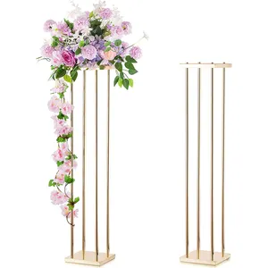 सोने की शादी Centerpieces तालिकाओं के लिए लंबा धातु फूल स्टैंड के लिए सजावट शादियों पार्टी धातु मंजिल ज्यामितीय Vases