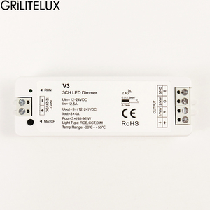 Variateur PWM V3 VP 3Ch/4Ch 12V/24V R8 RT9 Télécommande sans fil 2.4G 4 Zones de gradation 16A pour bandes LED RGB RGBW - Product Image 1