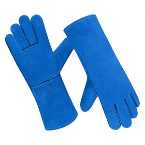 Gants de cuisine en cuir de vachette pleine fleur anti-vibration et résistants à la chaleur avec manchette de sécurité pour la cuisson, la pâtisserie, la grillade, le barbecue et la lutte contre les incendies - Product Image 3