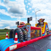 Pista de Obstáculos Inflable Gigante para Exteriores, Comercial, con Material de PVC, Capacidad de 1000 kg, Diseño Portátil para Adultos