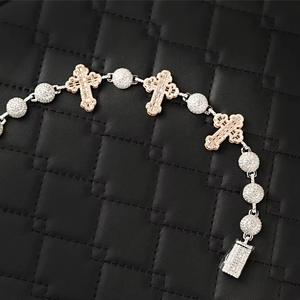 Bracelet en argent sterling 925 avec maillons en croix et diamants Moissanite taille baguette qualité VVS, style cubain, chaîne fine et bracelets Hip Hop - Product Image 1