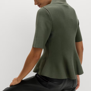 Top de Punto Moderno, Personalizado, de Alta Calidad, Transpirable, Antibolitas, con Cuello Peplum y Botones para Mujer - Product Image 4