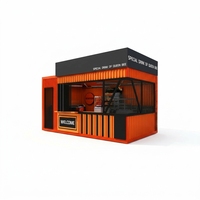 Mobiele restaurantkiosk van zeecontainers, modulaire foodkraam, fastfoodkeuken, pop-up stand voor buiten catering