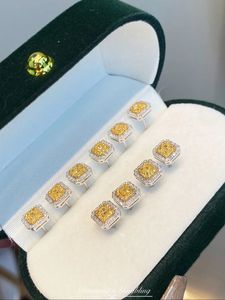Xinfly 18K Gold <b>Fine</b> <b>Stud</b> <b>Earrings</b> 0.20CT Yellow Diamond & 0.1CT Yellow Sapphire Elegant 0.20ct Diamond Jewelry - Product Image 3