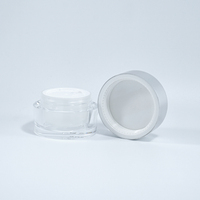 Pot d'emballage cosmétique en plastique transparent à double couche de 15ml 30ml 50ml avec couvercle en aluminium argenté