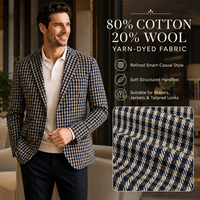 Fournisseurs de tissus – Tissu en molleton de coton teint en fil à carreaux Gingham pour costume homme printemps-automne – Échantillon gratuit – Tissu mélangé laine