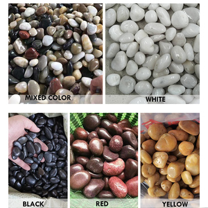 Prezzo di fabbrica lucidato pietra naturale di fiume ciottoli colorati con forma rotonda per l'abbellimento include pietra di ciottoli bianchi - Product Image 2