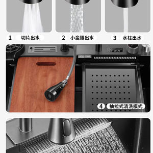 SAMTOU Nano schwarz digitaler Wasserfall Wasserhahn Designer hand gefertigte Küchen spüle mit Messer halter Costa Rica handgemachte Küchen spüle - Product Image 3