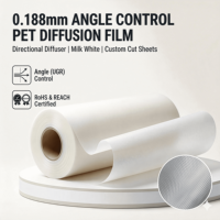 Film de diffusion PET blanc laiteux de 0,188 mm d'épaisseur pour panneaux LED UGR découpés sur mesure par l'usine Dongde, contrôle de l'angle, protection UV/chaud