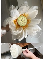 Décoration de magasin d'été intérieur de fleur de lotus élégante et simple de grande taille géante faite à la main avec du papier