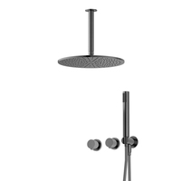 Australie Système de douche de salle de bain Filigrane Laiton Mur Caché Plafond Zr Brossé Or Pluie 2 Fonction Ensemble de douche