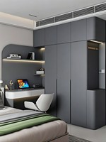 Armoire de chambre sur mesure de conception traditionnelle haut de gamme, bureau intégré, meuble de rangement modulaire en panneaux, panneau stratifié en bois, personnalisable