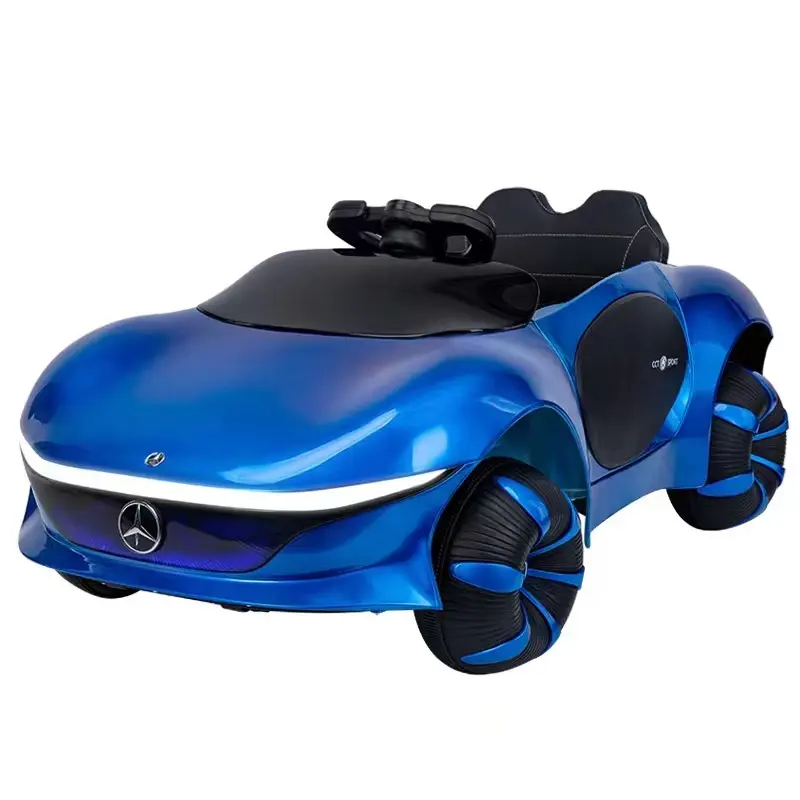 سيارة أطفال زرقاء ، سيارة لعبة للأطفال يمكن التحكم بها عن طريق الهاتف المحمول مع جهاز تحكم عن بعد