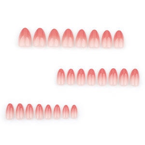 Vente en Gros Meilleure Vente Ongles Press-on Rose Poudré Dégradé <span class=keywords><strong>Nail</strong></span> <span class=keywords><strong>Art</strong></span> Courts Pointus Style Français Minimaliste Couverture Complète 24 Pièces - Product Image 2