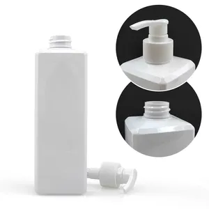 white minimalist plastic bottles for lash shampoo cosmetic lotion rectangle with pump head compression