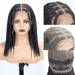 Perruque Synthétique Tressée Full Lace Sans Colle 14 Pouces #1B Noir Naturel Courte Droite pour Femmes Noires avec Baby Hair - Product Image 1