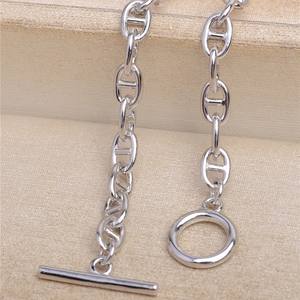 Collier en argent S925 épais de 5 mm, style « nez de cochon », pour femmes et hommes, prêt à porter, bracelet 5513, design élégant de chaîne de pull en corde - Product Image 5