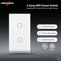 Interrupteur mural tactile intelligent Hooanke 2 Gang, compatible Tuya Smart Life et commande vocale Alexa, certifié ETL, personnalisation prise en charge, livraison directe usine.