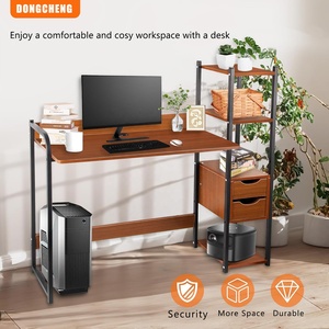 <span class=keywords><strong>Escritorio</strong></span> <span class=keywords><strong>de</strong></span> <span class=keywords><strong>Computadora</strong></span> Rectangular <span class=keywords><strong>de</strong></span> Madera <span class=keywords><strong>de</strong></span> Estilo Moderno, Modular, con 2 <span class=keywords><strong>Cajones</strong></span> y 4 Estantes, para Villa, Escalera, Oficina en Casa, Estudio - Product Image 4