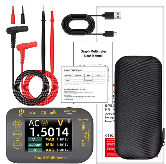 Portable Digital LCD Multimeter 20000 Counts 200Mohm Resistance Voltage Hz Continuity Tests Photovoltaic Continuity Feature