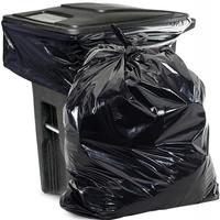 Doublures de poubelle en plastique robuste noire Doublures de poubelle Poignée thermoscellée Logo personnalisable Gestion des déchets d'emballage de gousset