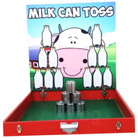 Jeu de Bingo pour Enfants avec Bouteilles de Lait, Balles Souples et Cibles en Bois, Thème Vache de Dessin Animé, Léger pour les Activités de Carnaval