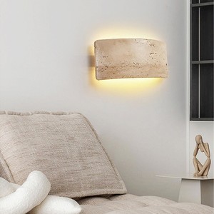 HFshanks Natural Huangdong Stone <b>Wall</b> Lamp 25x12cm LED Vintage Wabi Sabi Style Bedroom Living Room <b>Lighting</b> - Product Image 4
