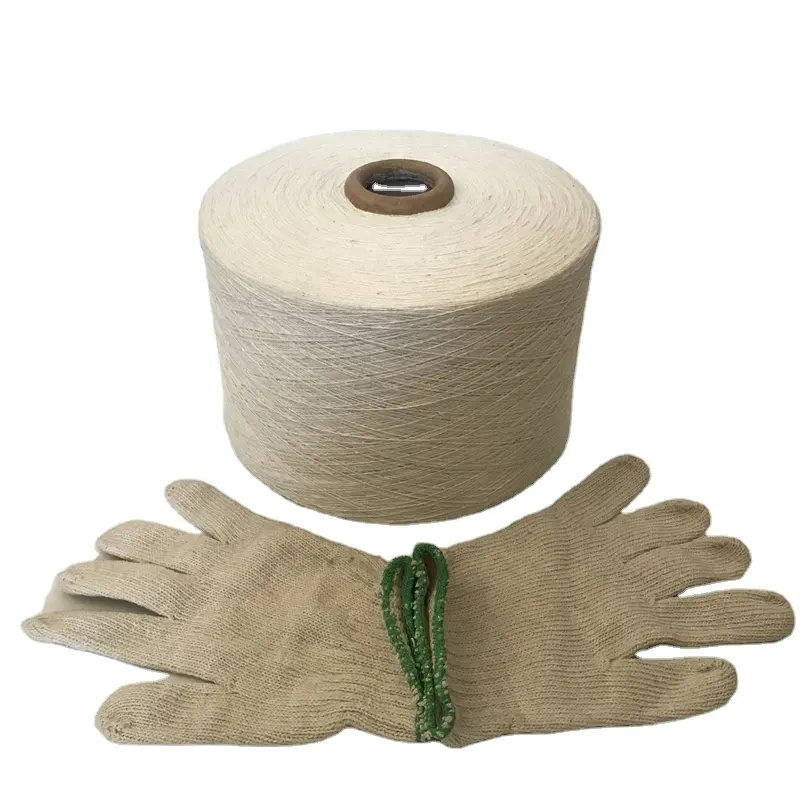 russia market popular 70/30 recycled raw white color cotton yarn for working gloves 10 1 cotton yarn