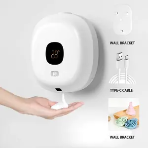 Dispenser sabun busa otomatis tampilan LED dinding, tanpa sentuh inframerah, induksi inframerah, untuk dapur dan kamar mandi