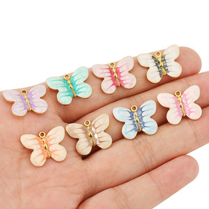 Dijes de mariposa esmaltados de acero inoxidable, colgantes coloridos para accesorios de joyería DIY, colgantes de moda unisex - Product Image 4