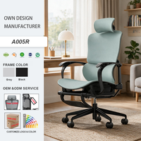 Chaise de bureau ergonomique en maille avec repose-pieds, appui-tête réglable, soutien lombaire, chaise de direction inclinable et pivotante pour le bureau