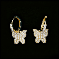 Hip Hop Style GRA certifié D couleur Moissanite papillon boucles d'oreilles pour femmes et hommes 925 argent Sterling passe testeur de diamant