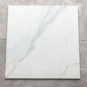 Piastrelle in Porcellana Effetto Marmo Bianco Carrara Lucido 60x60, Piastrelle in Ceramica Smaltata per Pavimenti di <span class=keywords><strong>Cucina</strong></span> o Giardino - Product Image 1