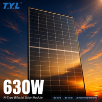 Module PV monocristallin double vitrage 600W 610W 620W 630W 640W 650W, haute puissance, rendement 23,2%, IP68, panneau solaire bifacial de type N
