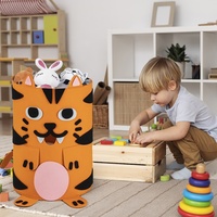 Panier de rangement rond en feutre polyester en forme de tigre pour vêtements et jouets, fourni par le fabricant
