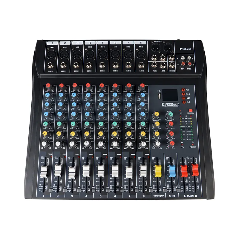 Nieuwe 8 Kanaals Geluid Usb Audio Mixer Digitale Console Met Bt Fm