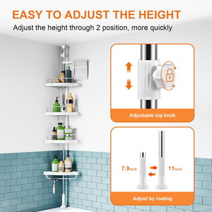 Estante de Almacenamiento Ajustable Independiente de Acero Inoxidable, Organizador de Baño Metálico de Pie para Artículos de Inodoro - Product Image 3