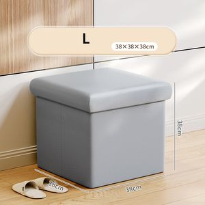 Tabouret Cube pliant en cuir de couleur grise <span class=keywords><strong>pouf</strong></span> lits de rangement canapé pour salon meubles organisateur de rassemblement - Product Image 5