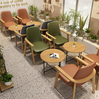 Mobili in Legno Massello per Area Lounge Caffè Nordico, Negoziazione, Relax, Libreria, Bar, Catering, Negozio di Dolci, Negozio di Tè al Latte: Divano, Tavolo, Sedia