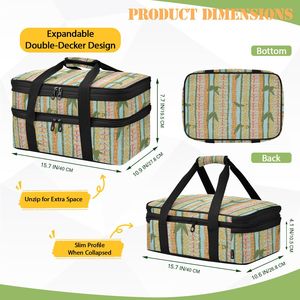 OEM Custom Logo Hawaiian Fashion Design 2-layer Insulated Food Bag Double Casserole Pans Pizza Carrier Cooler Bag for Picnic - Product Image 4
